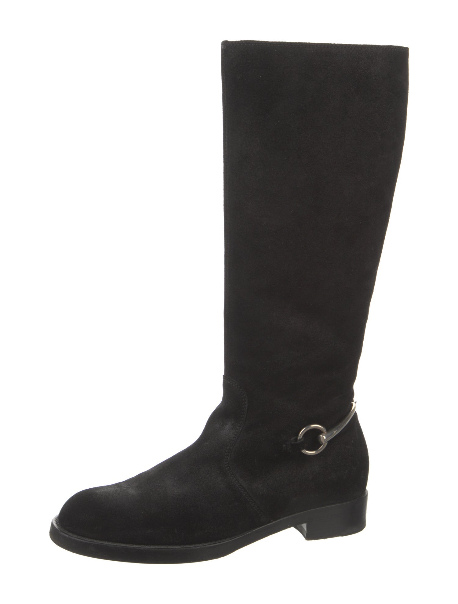 Gucci Horsebit Accent Suede Riding Boots