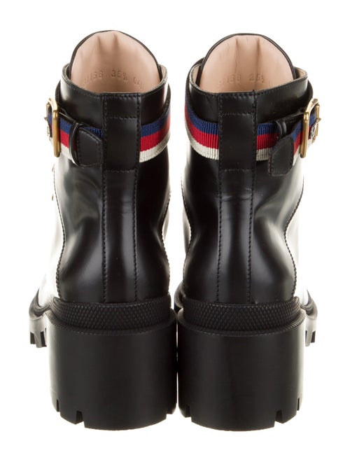 Gucci Leather Colorblock Pattern Combat Boots