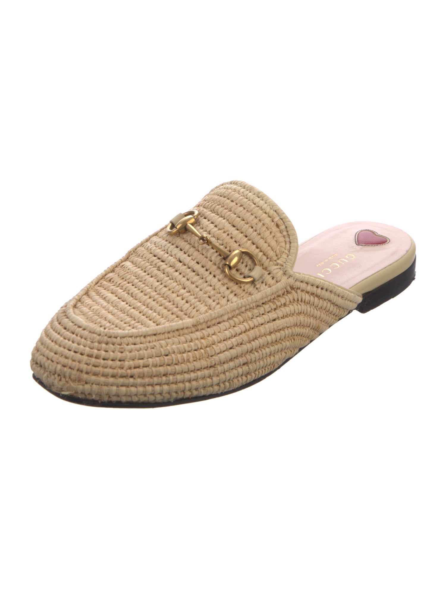 Gucci Horsebit Accent Raffia Mules