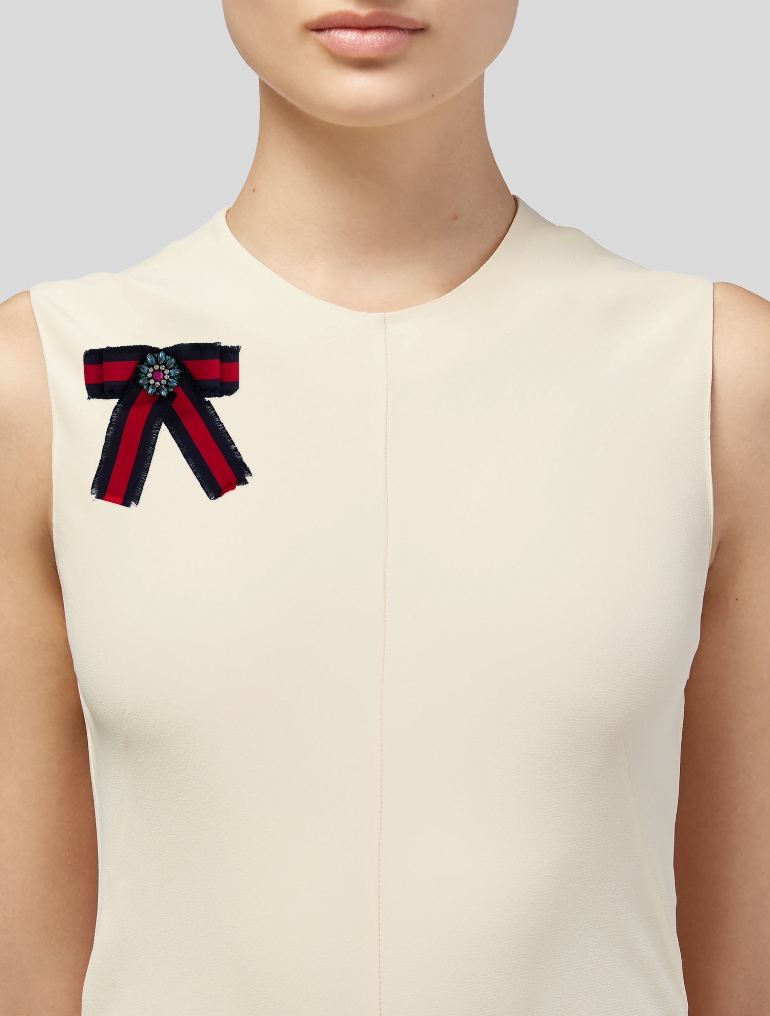 Gucci Crystal & Grosgrain Bow Brooch