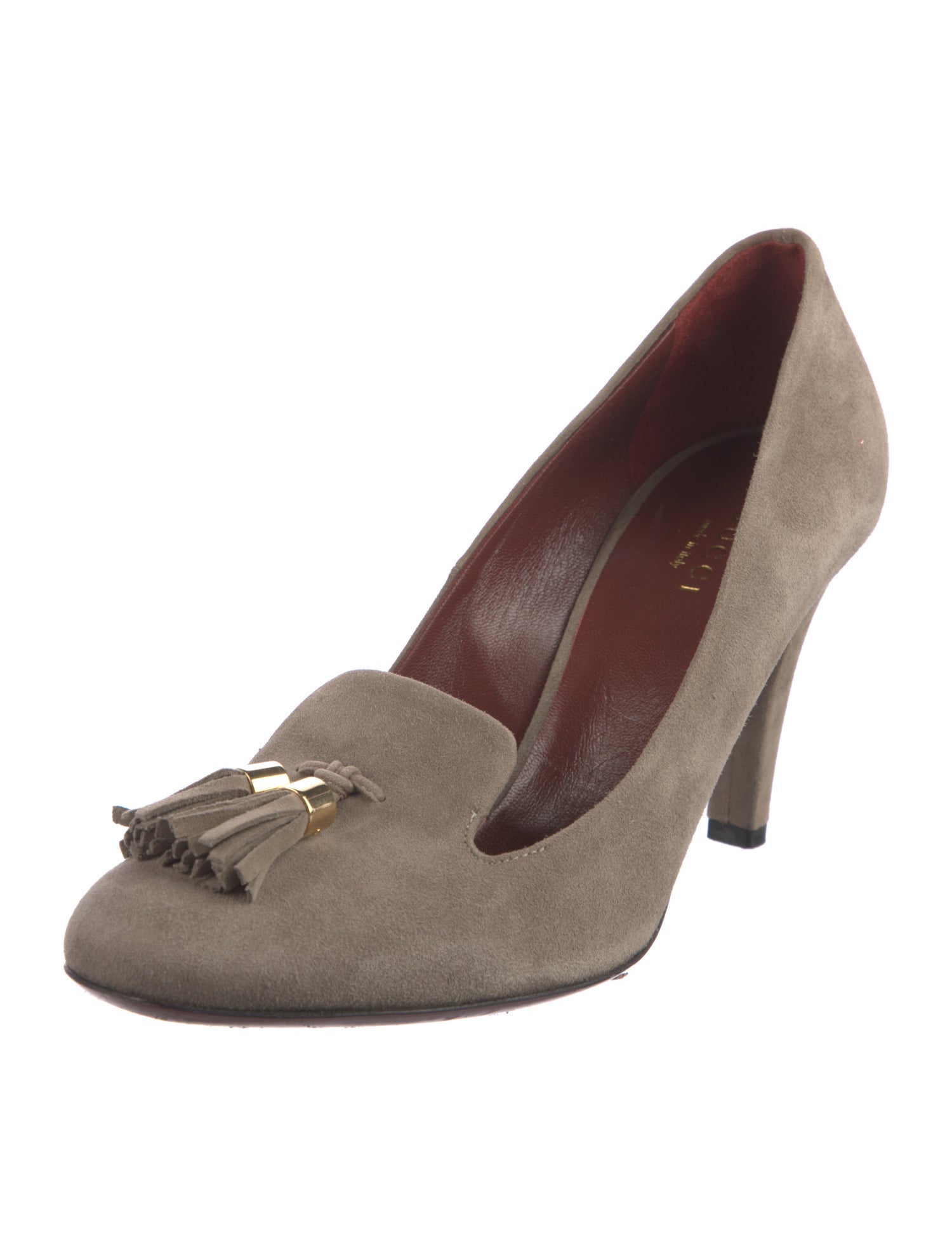 Gucci Suede Tassel Accents Pumps