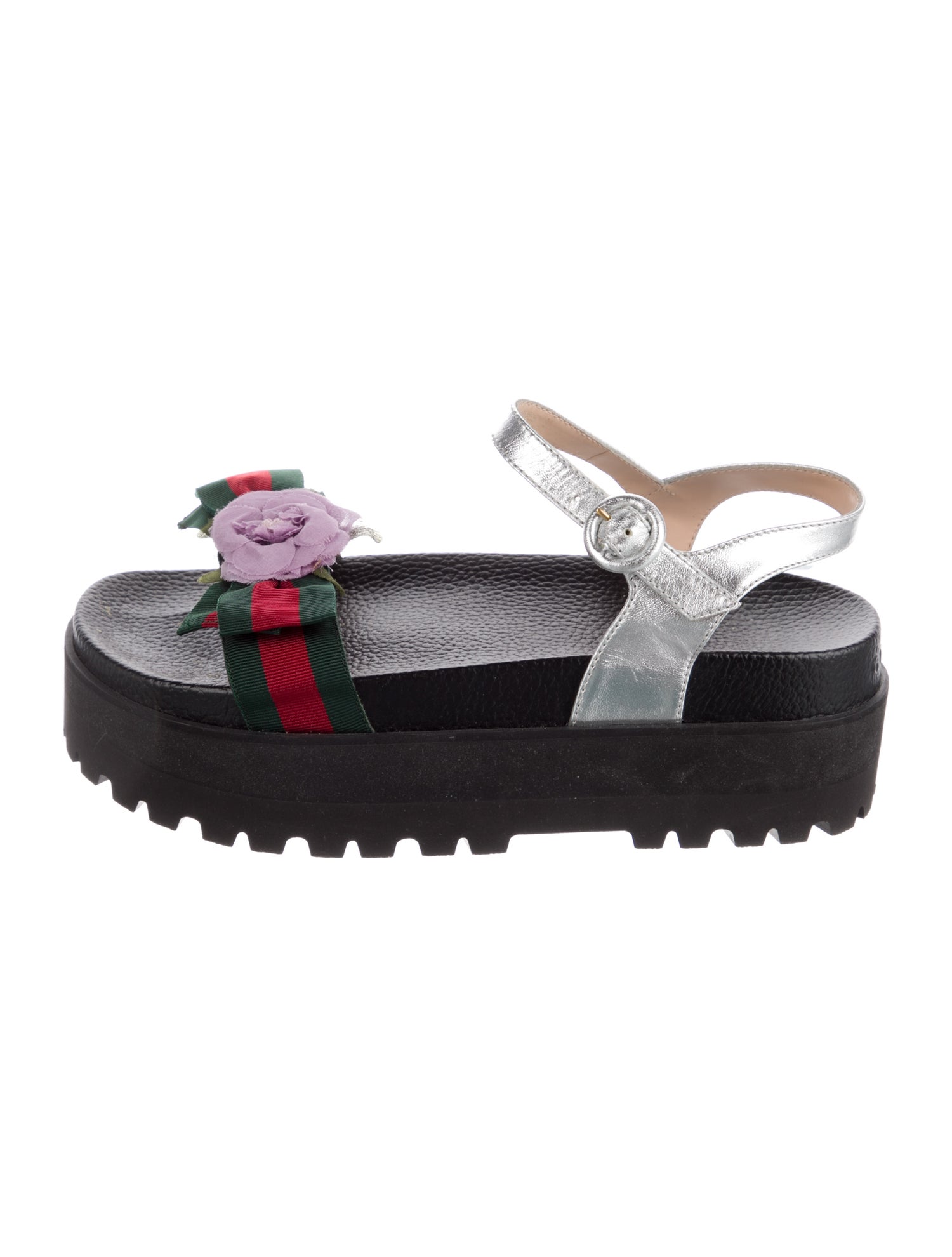 Gucci Web Accent Leather Sandals
