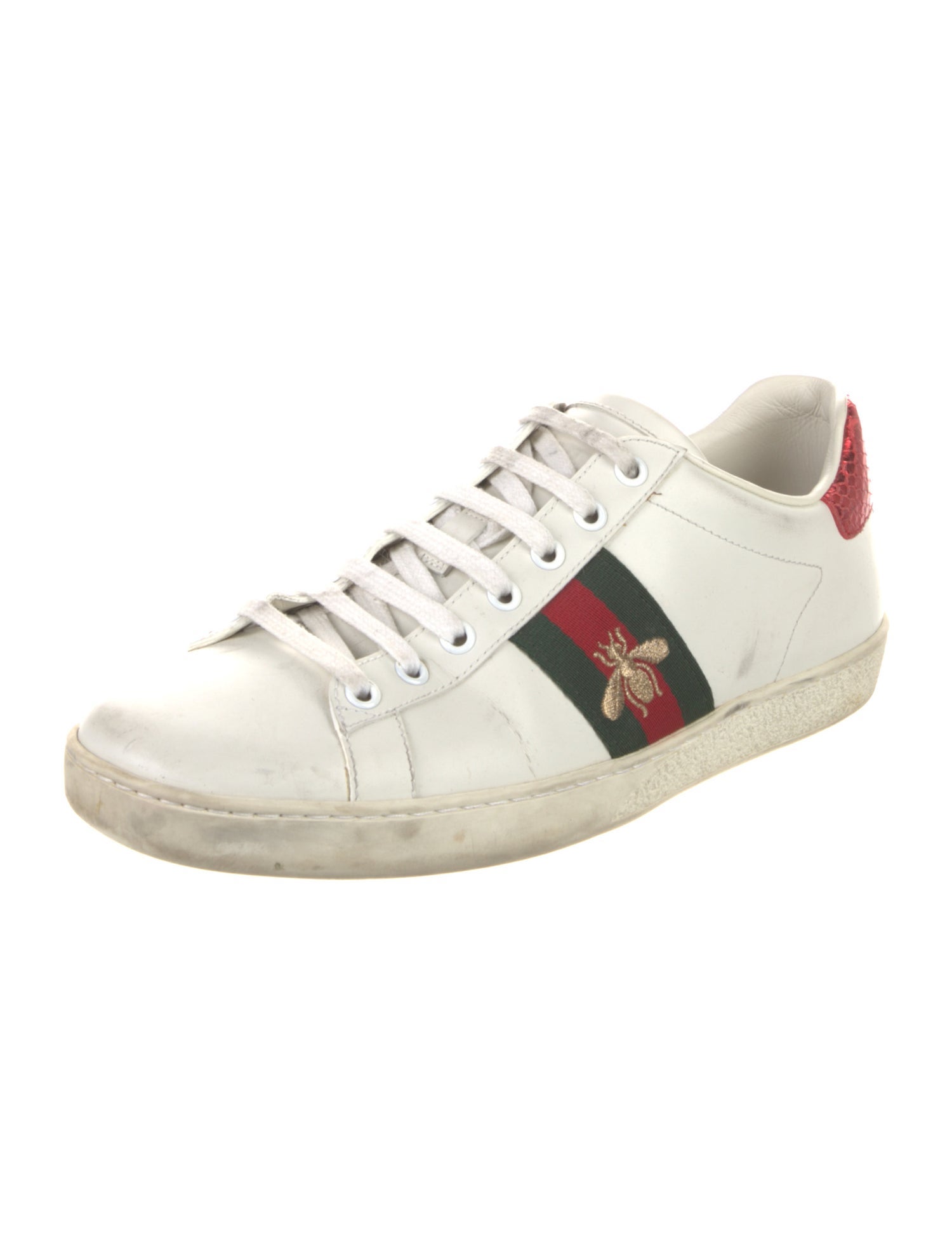 Gucci Web Accent Leather Sneakers
