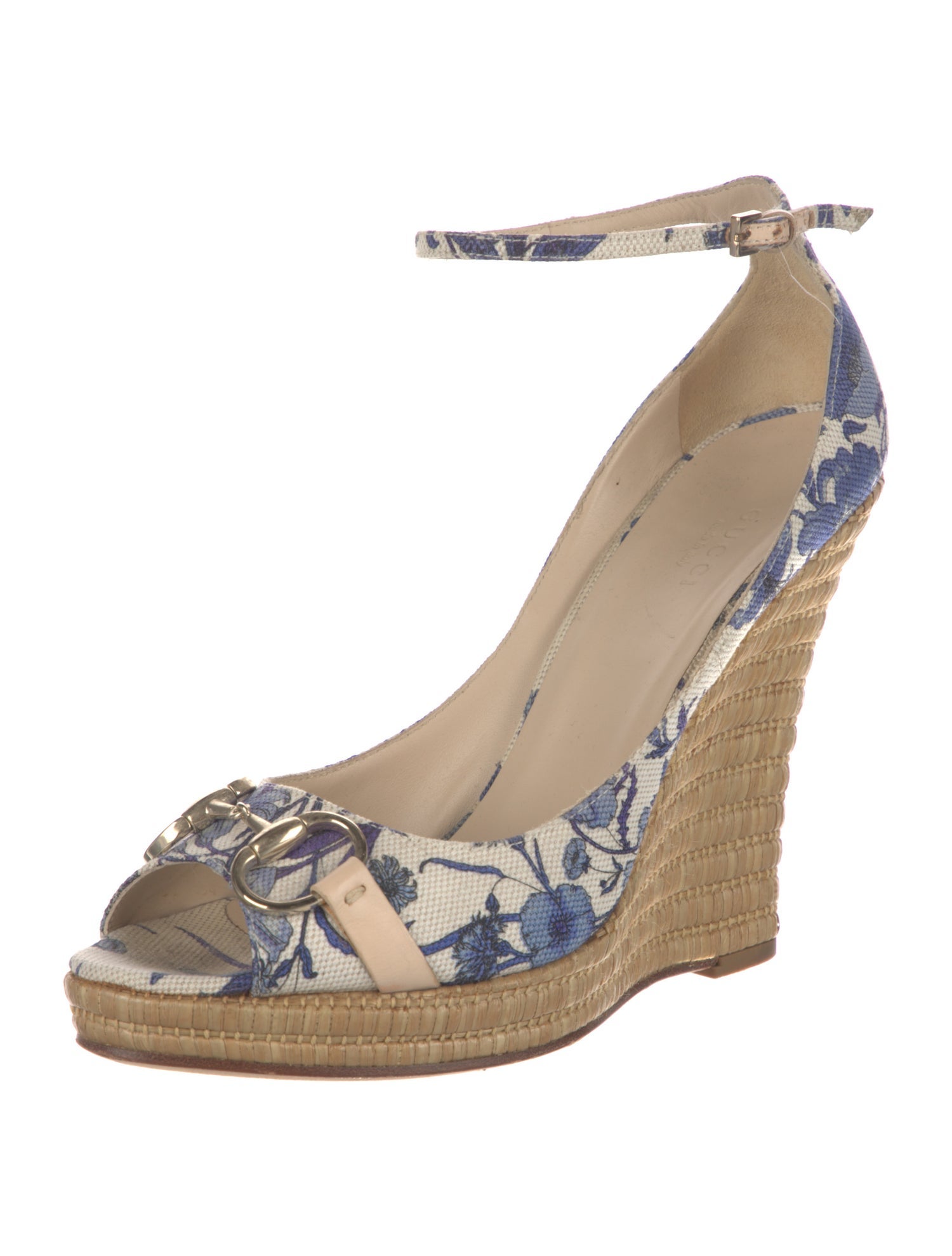 Gucci Horsebit Accent Canvas Pumps