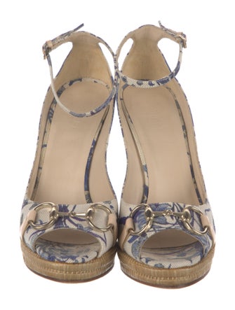 Gucci Horsebit Accent Canvas Pumps