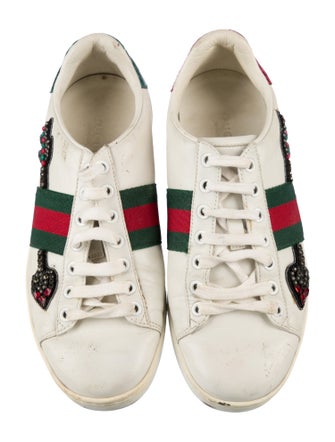 Gucci Web Accent Leather Sneakers