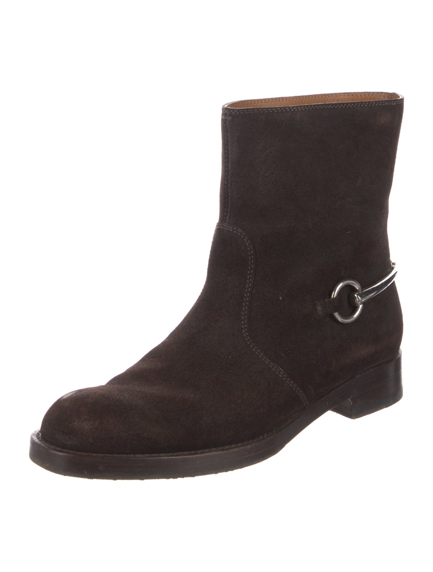 Gucci Horsebit Accent Suede Moto Boots