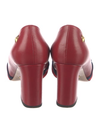 Gucci Sylvie Web Accent Leather Pumps