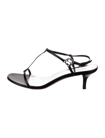 Gucci Interlocking G Leather T-Strap Sandals