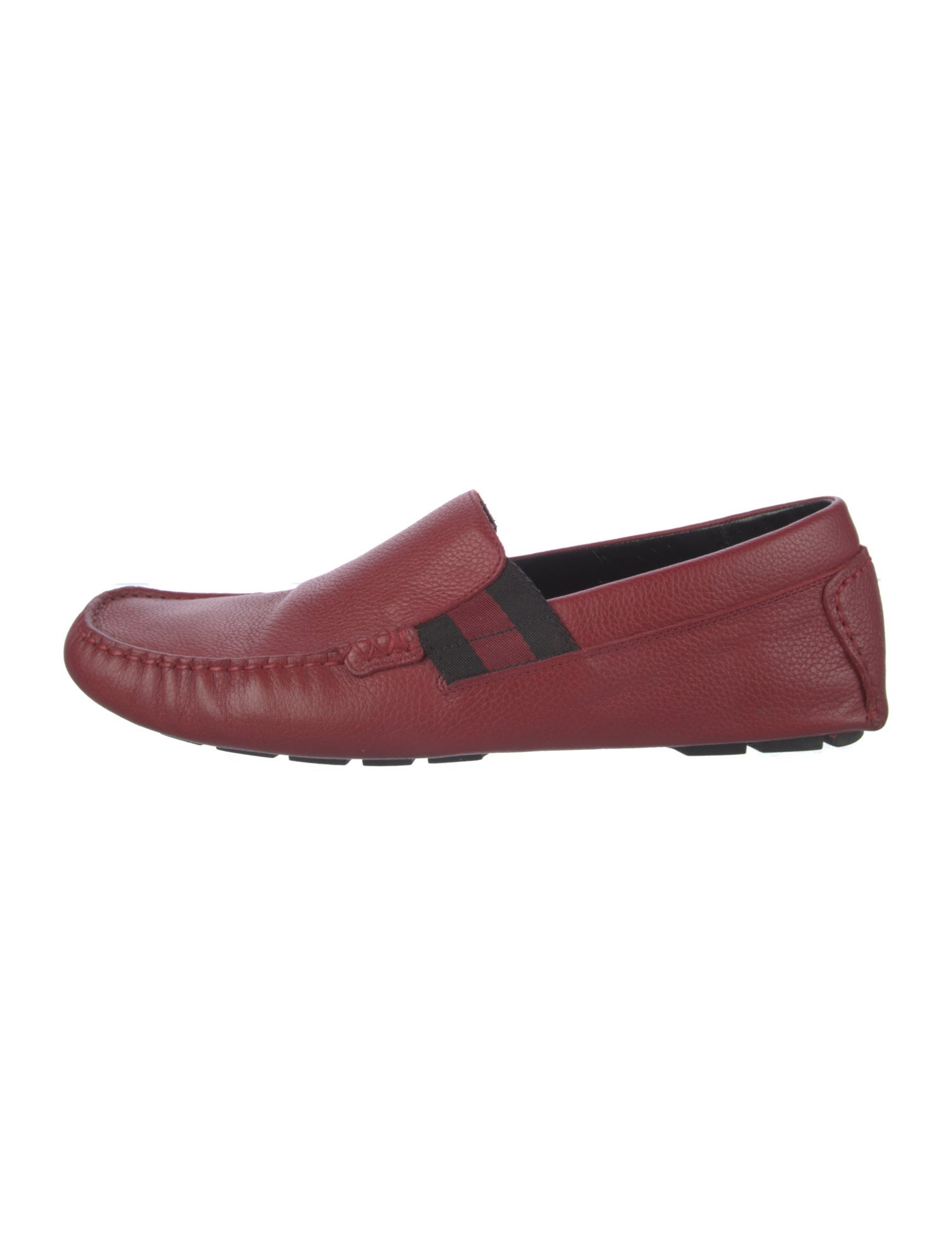 Gucci Web Accent Leather Moccasins