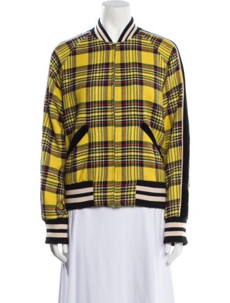 Gucci Wool Plaid Print Bomber Jacket