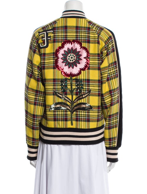 Gucci Wool Plaid Print Bomber Jacket