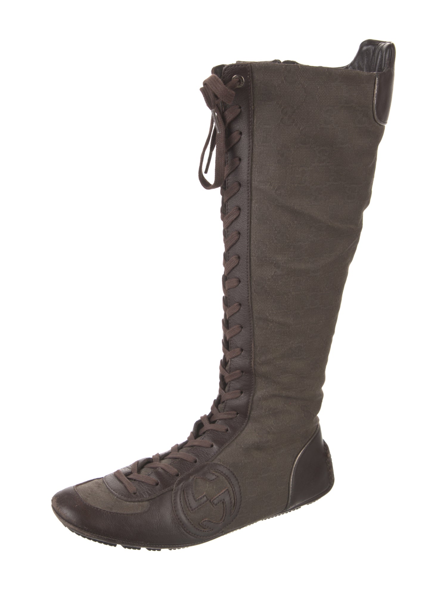 Gucci GG Canvas Canvas Lace-Up Boots