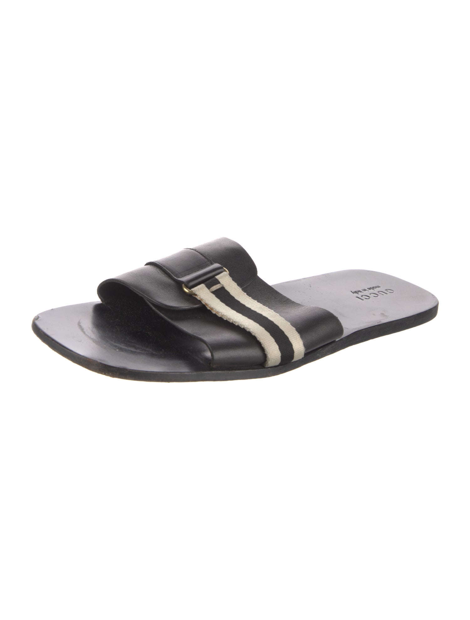 Gucci Web Accent Leather Slides