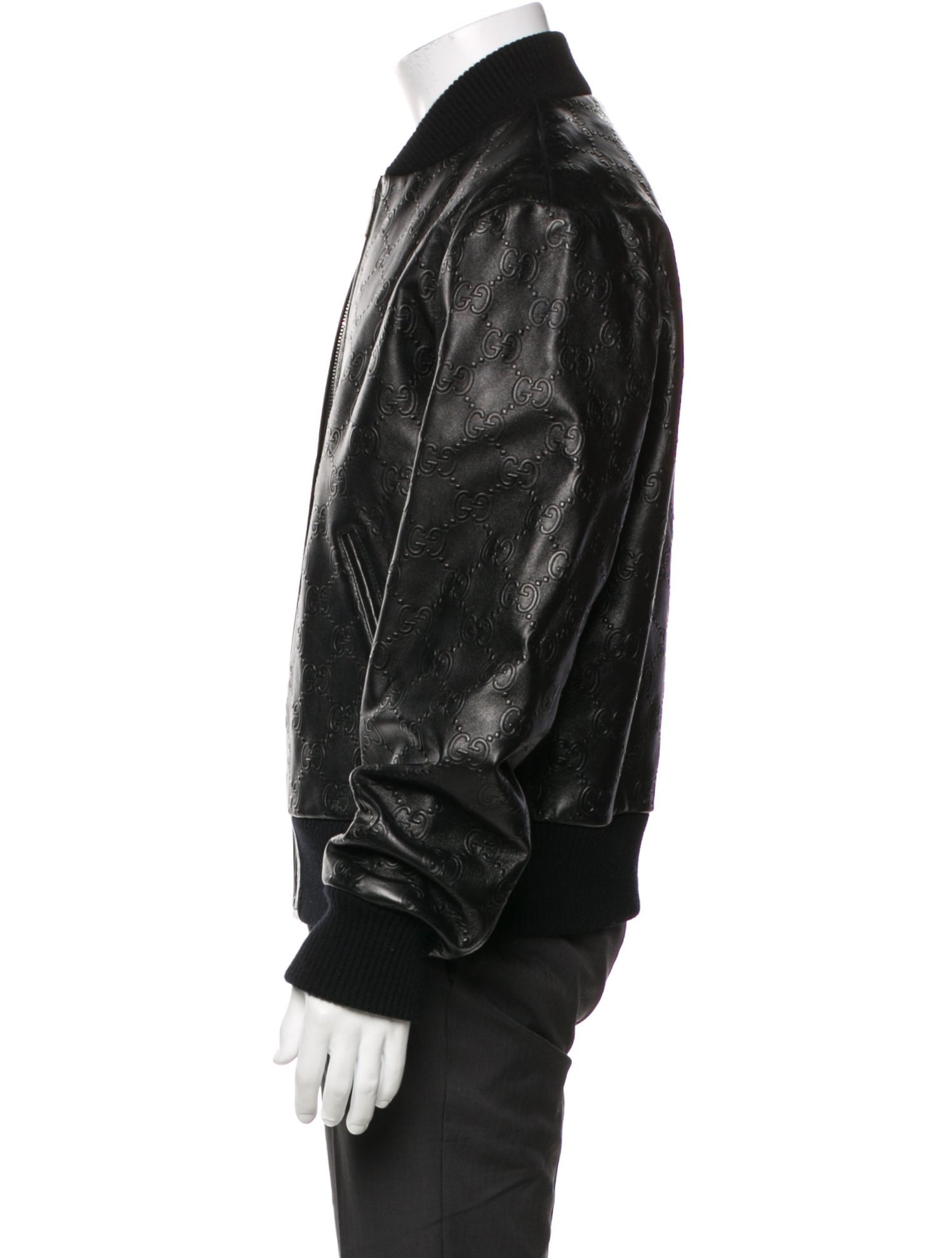 Gucci GG Logo Lambskin Bomber Jacket