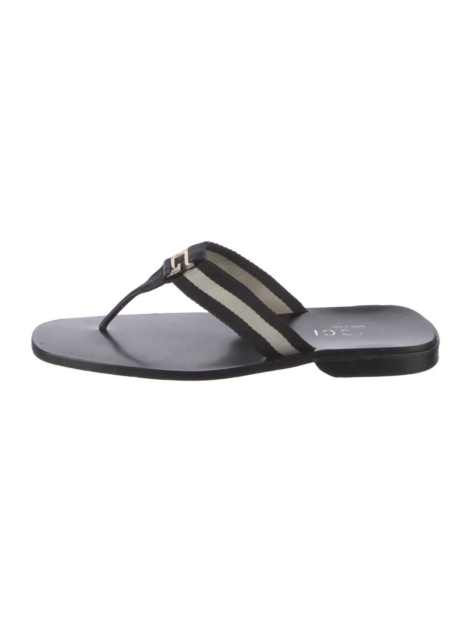 Gucci Vintage Web Accent Flip Flops