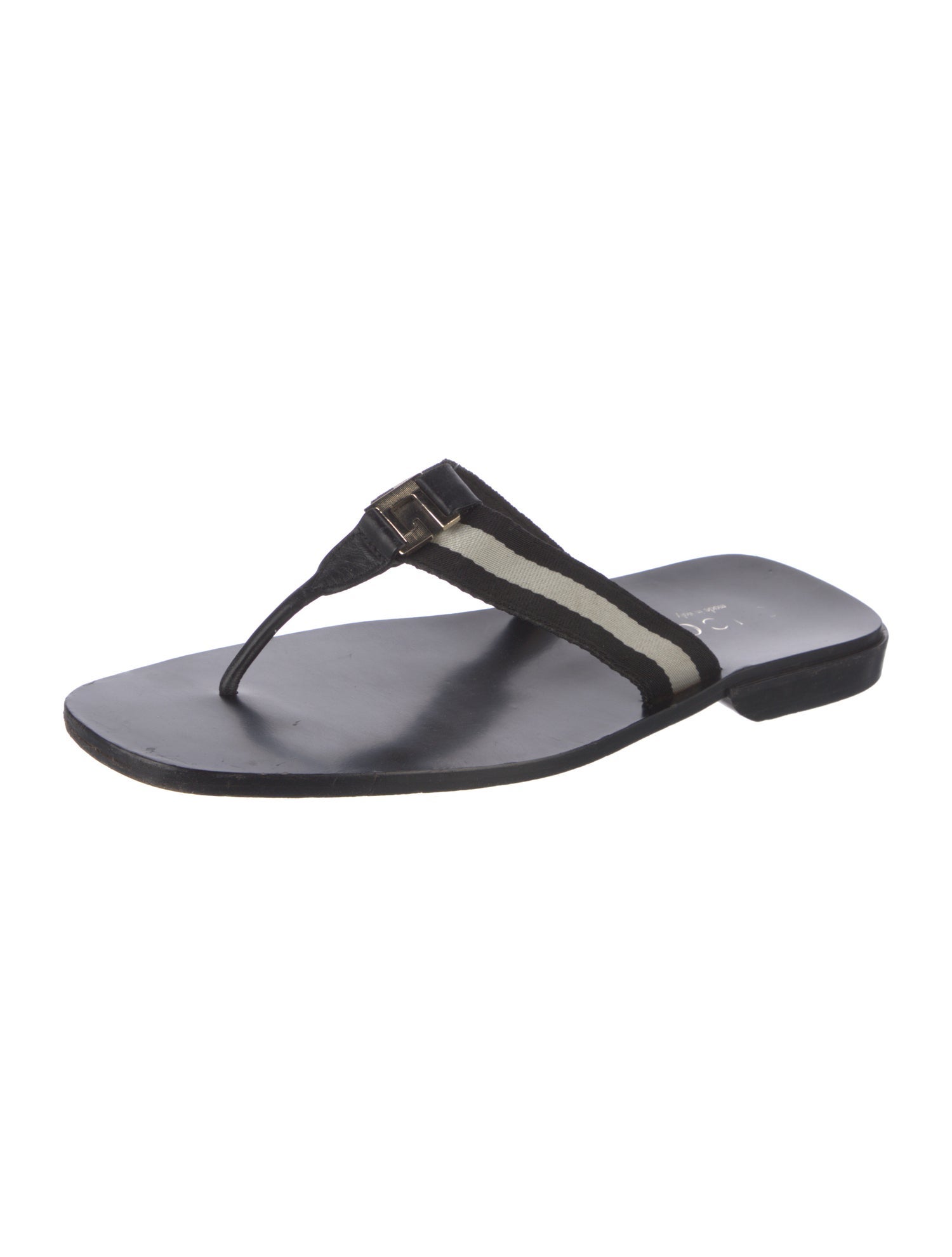Gucci Vintage Web Accent Flip Flops