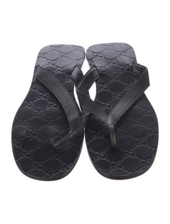 Gucci Guccissima Nylon Leather Flip Flops