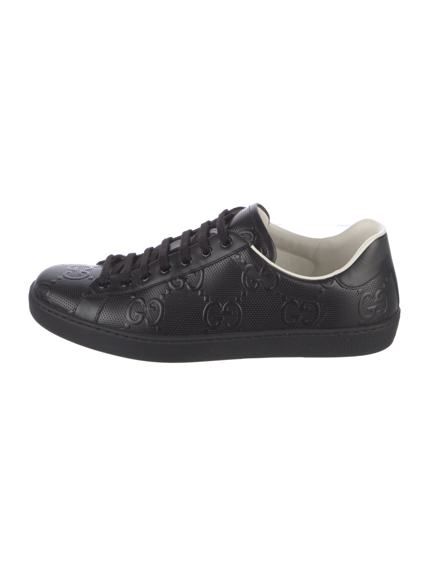 Gucci GG Imprimé Leather Sneakers - Black Sneakers, Shoes