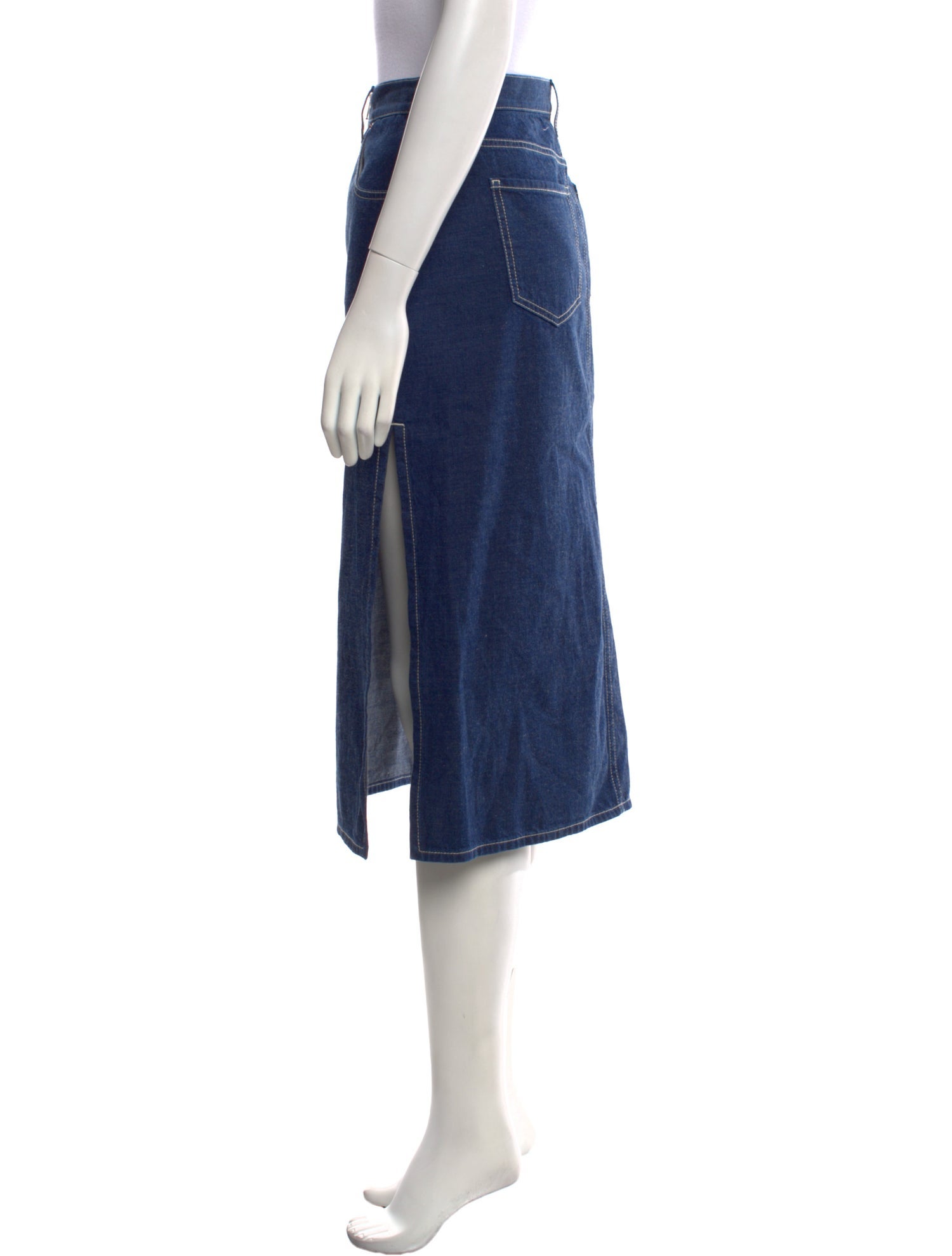 Gucci Leather Trim Embellishment Midi Length Skirt