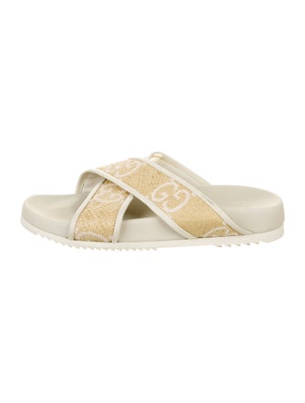 Gucci GG Logo Raffia Slides