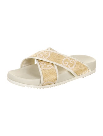 Gucci GG Logo Raffia Slides
