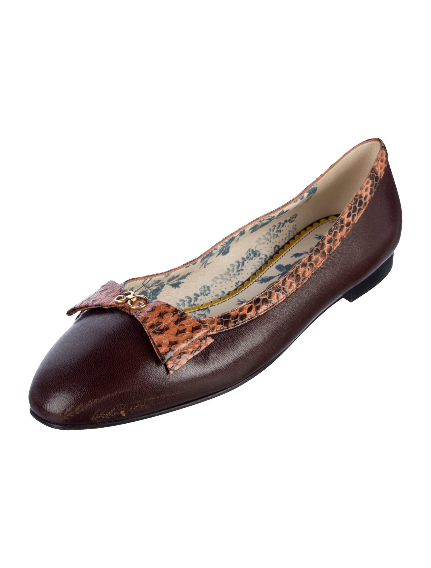 Gucci Horsebit Accent Leather Ballet Flats