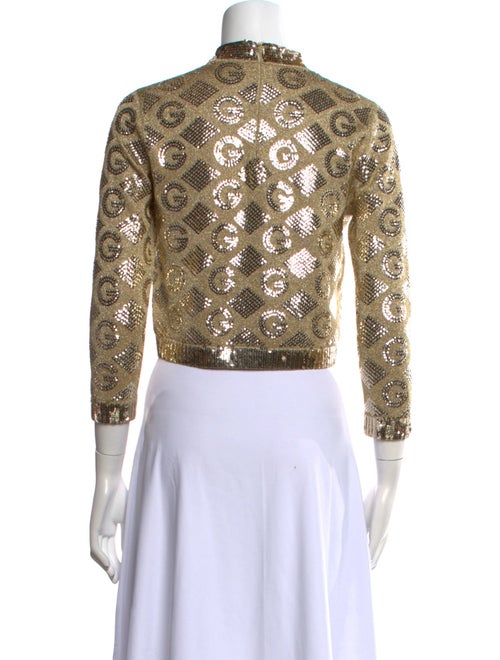 Gucci Lace Pattern Mock Neck Crop Top