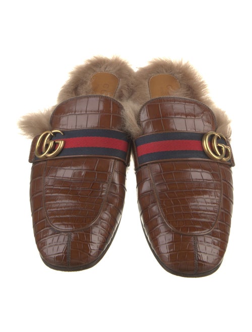 Gucci Double G Logo Alligator Slippers
