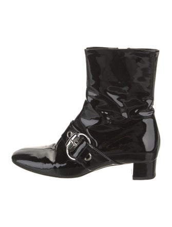 Gucci Horsebit Accent Patent Leather Combat Boots