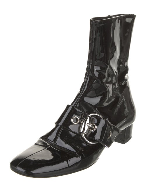 Gucci Horsebit Accent Patent Leather Combat Boots