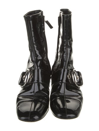 Gucci Horsebit Accent Patent Leather Combat Boots