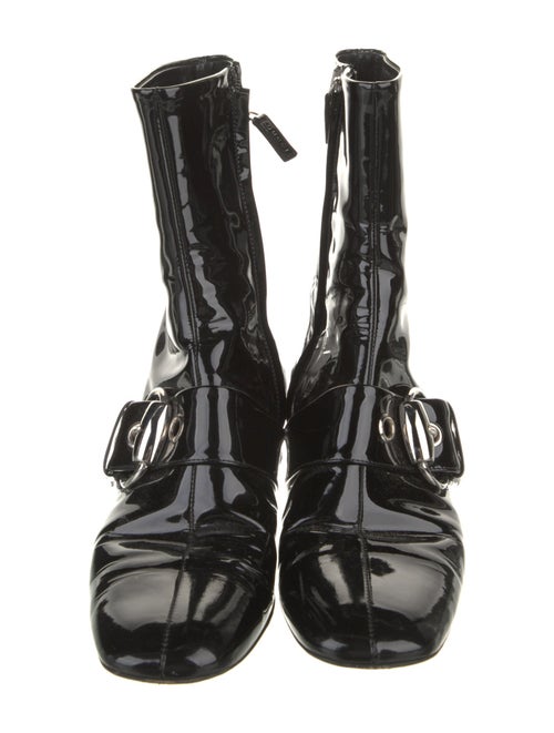 Gucci Horsebit Accent Patent Leather Combat Boots