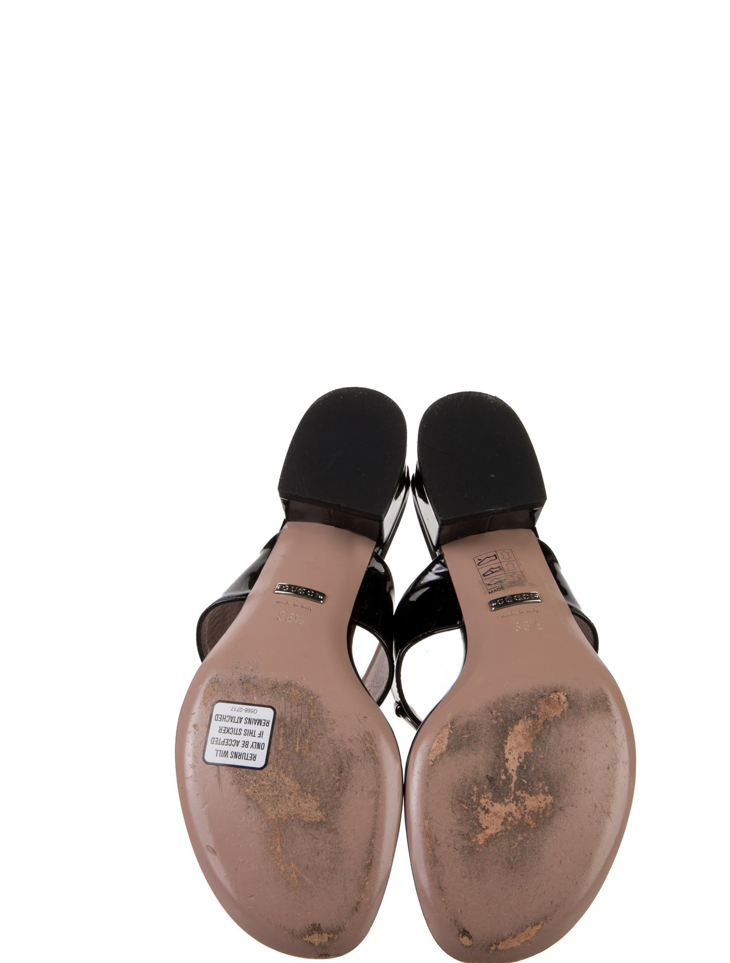 Gucci Horsebit Accent Patent Leather T-Strap Sandals