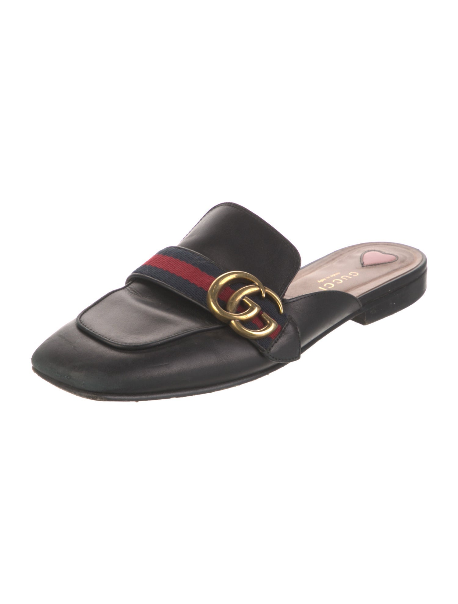 Gucci Double G Logo Leather Mules