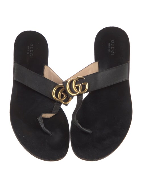 Gucci Double G Logo Leather Slides