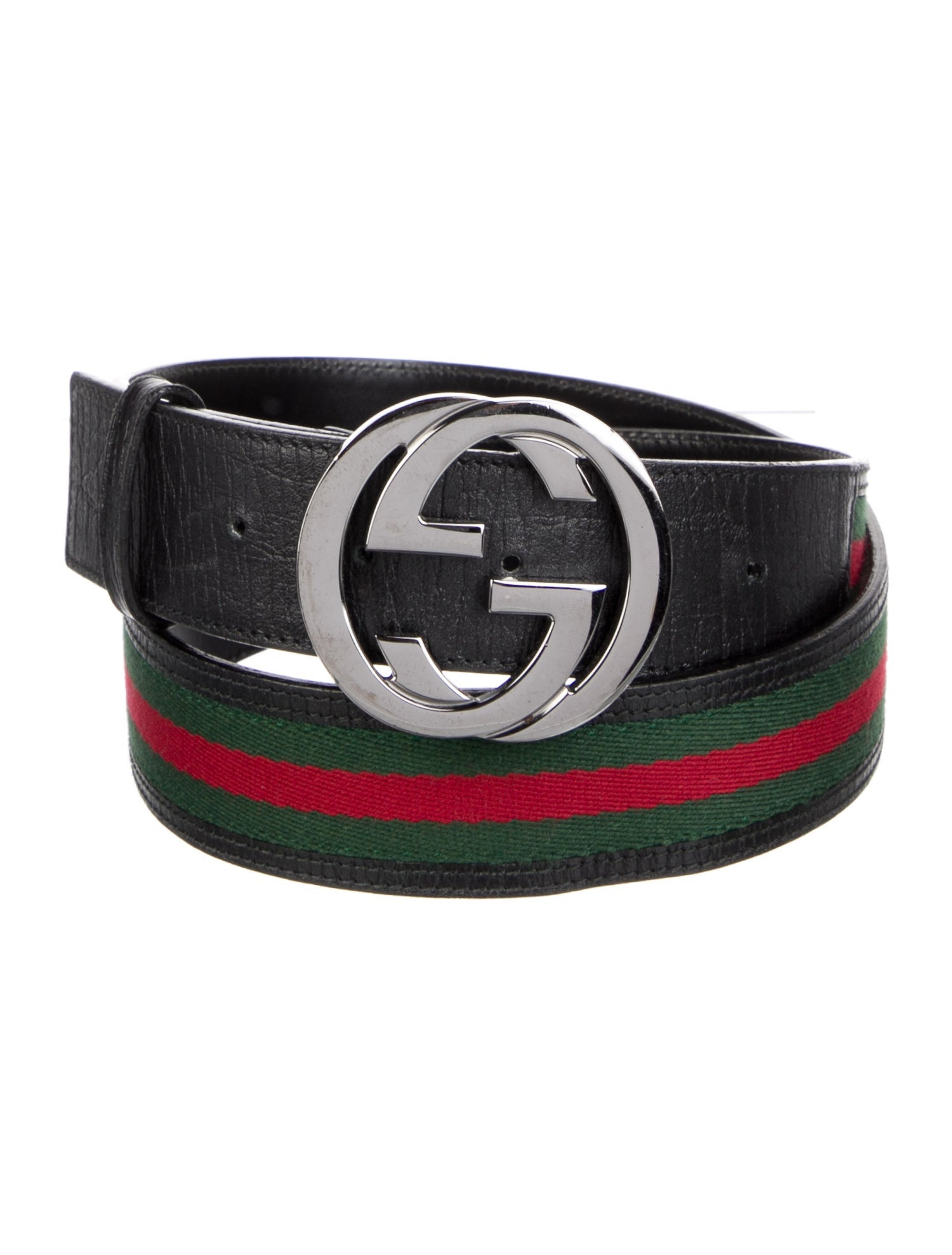 Gucci Web Accent Leather Waist Belt