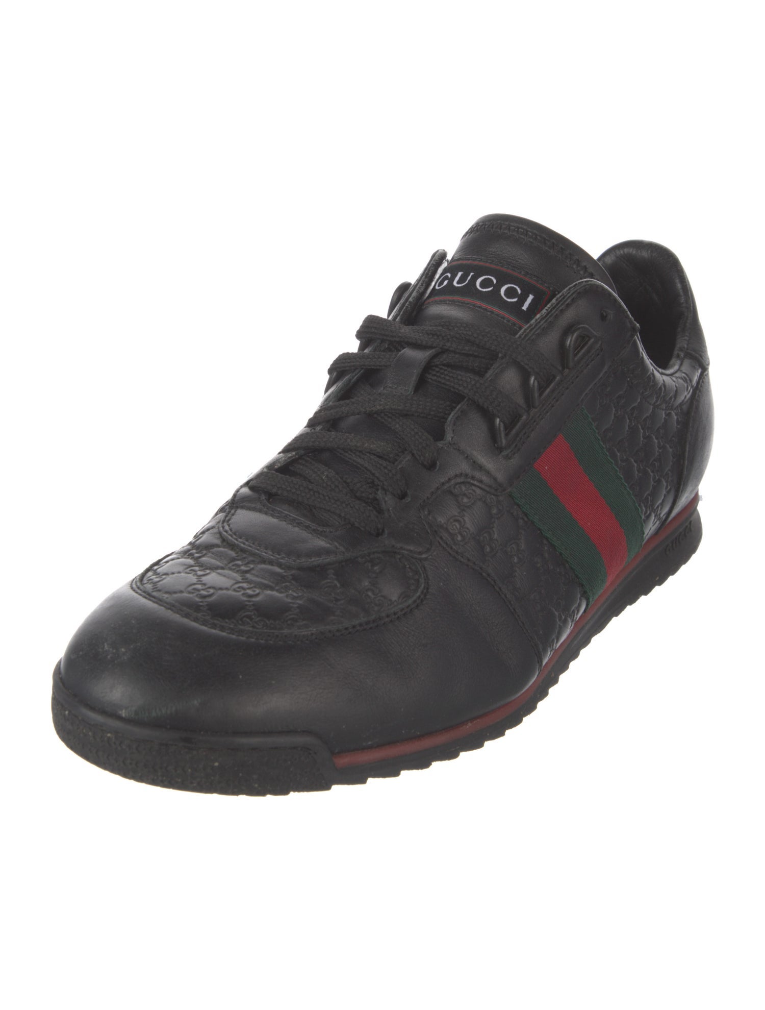 Gucci Web Accent Leather Athletic Sneakers