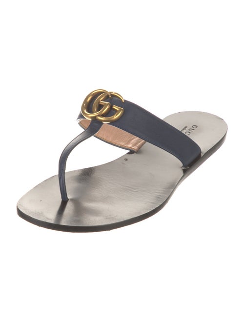 Gucci Double G Logo Leather Slides