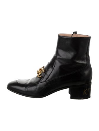 Gucci Leather Chain-Link Accents Boots