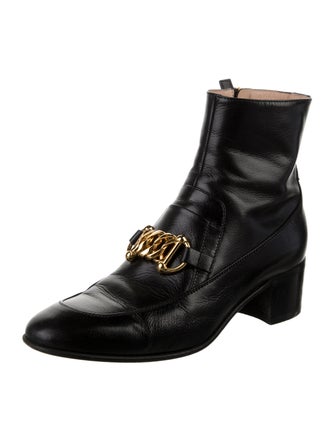 Gucci Leather Chain-Link Accents Boots