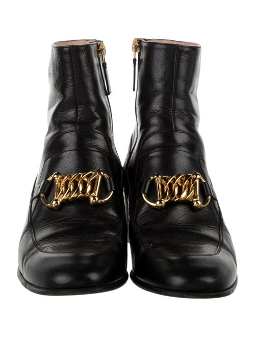 Gucci Leather Chain-Link Accents Boots