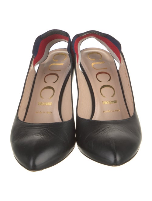 Gucci Sylvie Web Accent Leather Slingback Pumps