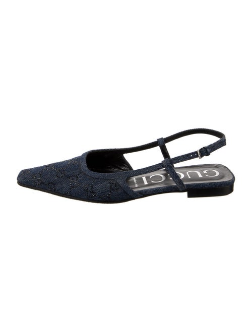Gucci GG Crystal Denim Slingback Flats