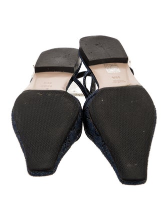 Gucci GG Crystal Denim Slingback Flats
