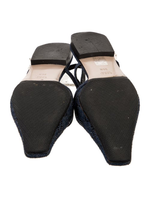 Gucci GG Crystal Denim Slingback Flats