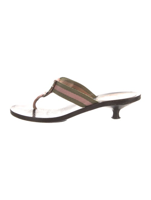 Gucci Web Accent Leather Flip Flops