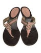 Gucci Web Accent Leather Flip Flops