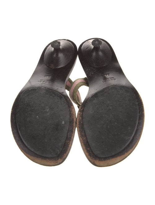 Gucci Web Accent Leather Flip Flops