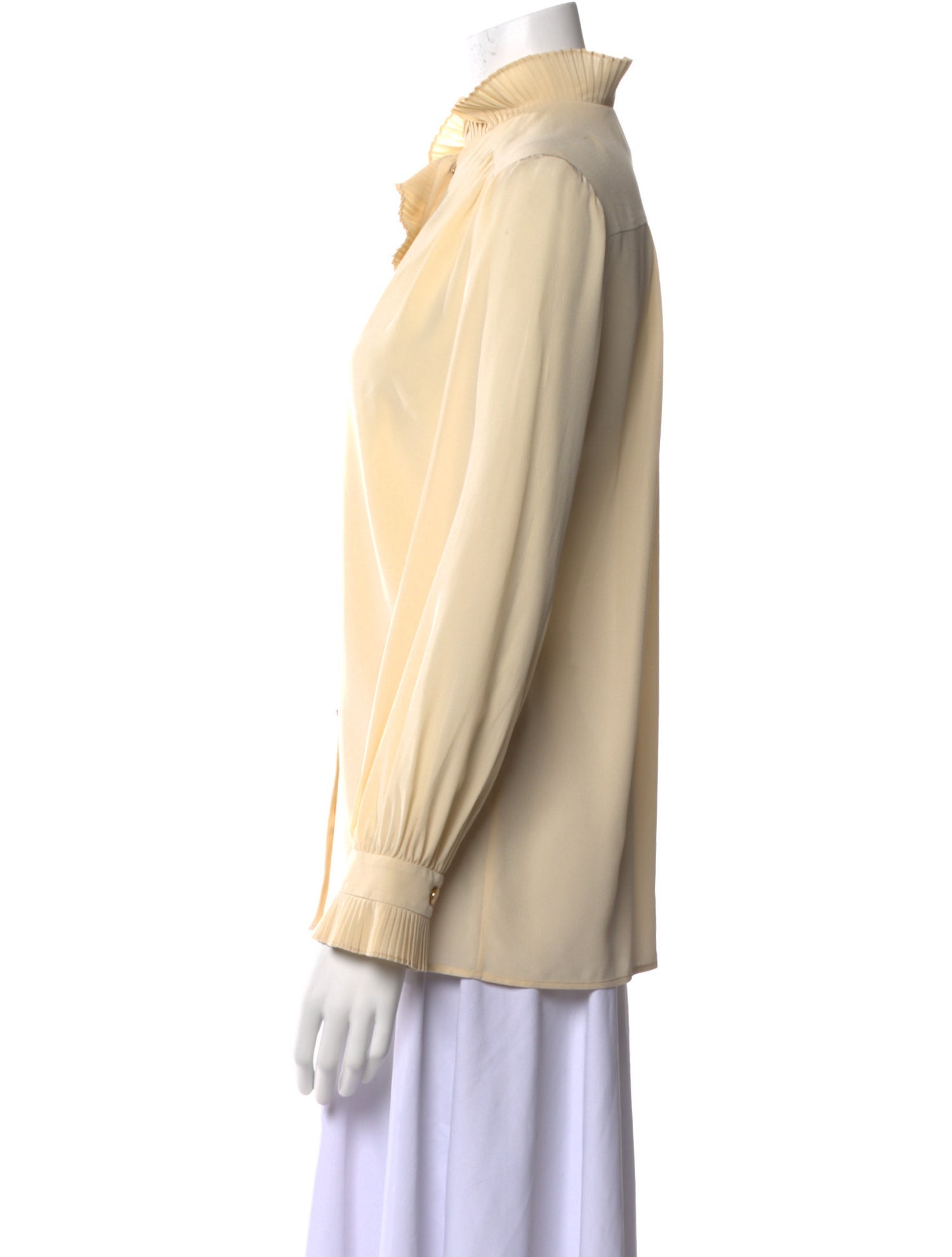 Gucci Silk Mock Neck Button-Up Top